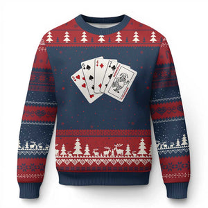 8647 Protest Playing Cards Ugly Christmas Sweater Liberal Activist Anti Trump Graphic TS12 Navy Red Print Your Wear
