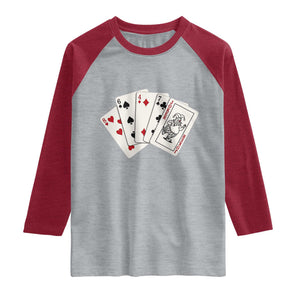 8647 Protest Playing Cards Raglan Shirt Liberal Activist Anti Trump Graphic TS12 Heather Gray Heather Red Print Your Wear