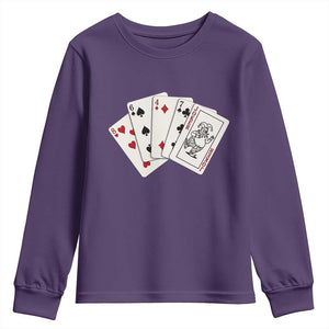 8647 Protest Playing Cards Youth Sweatshirt Liberal Activist Anti Trump Graphic TS12 Purple Print Your Wear