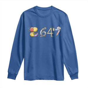 8647 Medical Professions Resist Graphic Long Sleeve Shirt Healthcare Worker Freedom TS12 Royal Blue Print Your Wear
