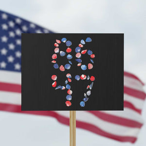 Red White Blue Seashell 8647 Protest Sign Viral 2026 Beach Walk Satire Graphic TS12 Horizontal 18" × 24" Black Print Your Wear