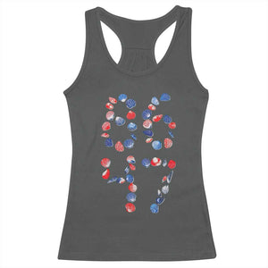 Red White Blue Seashell 8647 Racerback Tank Top Viral 2026 Beach Walk Satire Graphic TS12 Dark Heather Print Your Wear
