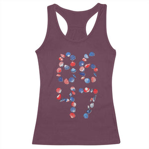 Red White Blue Seashell 8647 Racerback Tank Top Viral 2026 Beach Walk Satire Graphic TS12 Maroon Print Your Wear