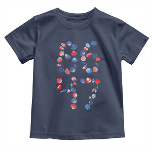 Red White Blue Seashell 8647 Toddler T Shirt Viral 2026 Beach Walk Satire Graphic TS12 Navy Print Your Wear