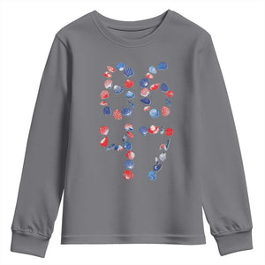 Red White Blue Seashell 8647 Youth Sweatshirt Viral 2026 Beach Walk Satire Graphic TS12 Charcoal Print Your Wear