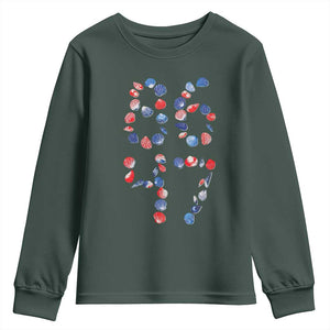 Red White Blue Seashell 8647 Youth Sweatshirt Viral 2026 Beach Walk Satire Graphic TS12 Dark Forest Green Print Your Wear
