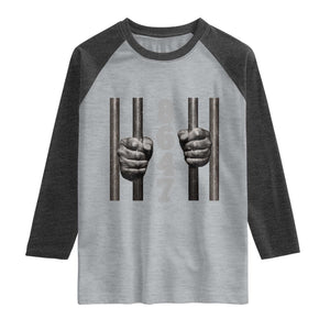Funny 8647 Jail Raglan Shirt Freedom Protest Satire Graphic Gift TS12 Heather Gray Heather Charcoal Print Your Wear