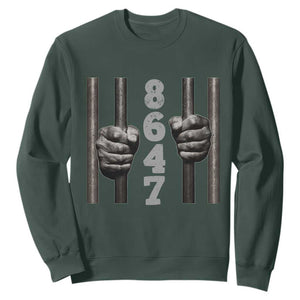 Funny 8647 Jail Sweatshirt Freedom Protest Satire Graphic Gift TS12 Dark Forest Green Print Your Wear