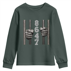 Funny 8647 Jail Youth Sweatshirt Freedom Protest Satire Graphic Gift TS12 Dark Forest Green Print Your Wear