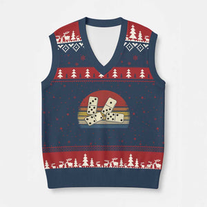 Vintage Domino Player 8647 V-Neck Knit Sweater Vest Board Game Subtle Protest TS12 Navy Red Print Your Wear