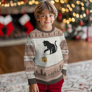 Funny No Kings Black Cat Ugly Christmas Sweater Rebellious Cat Lover Gift TS12 Mocha Mousse Print Your Wear
