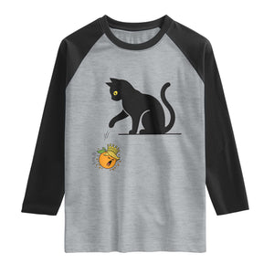 Funny No Kings Black Cat Raglan Shirt Rebellious Cat Lover Gift TS12 Heather Gray Black Print Your Wear