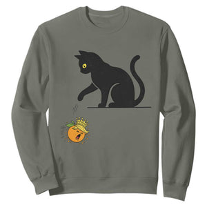Funny No Kings Black Cat Sweatshirt Rebellious Cat Lover Gift TS12 Military Green Print Your Wear