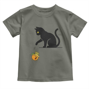 Funny No Kings Black Cat Toddler T Shirt Rebellious Cat Lover Gift TS12 Military Green Print Your Wear