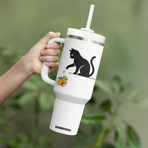Funny No Kings Black Cat Tumbler With Handle Rebellious Cat Lover Gift TS12 Print Your Wear