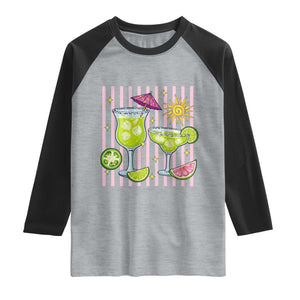 Tropical Margarita Summer Raglan Shirt Beach Vacation Graphic TS12 Heather Gray Black Print Your Wear