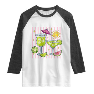 Tropical Margarita Summer Raglan Shirt Beach Vacation Graphic TS12 White Heather Charcoal Print Your Wear