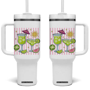 Tropical Margarita Summer Tumbler With Handle Beach Vacation Graphic TS12 One Size: 40 oz White Print Your Wear