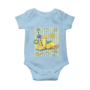 Striped Summer Lemonade Baby Onesie Preppy Brushstroke Aesthetic Graphic TS12 Light Blue Print Your Wear