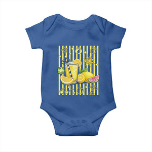 Striped Summer Lemonade Baby Onesie Preppy Brushstroke Aesthetic Graphic TS12 Royal Blue Print Your Wear