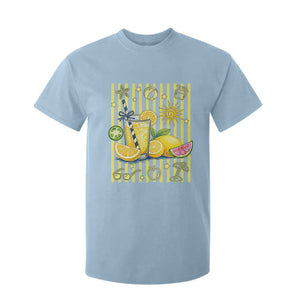 Striped Summer Lemonade T Shirt For Kid Preppy Brushstroke Aesthetic Graphic TS12 Light Blue Print Your Wear