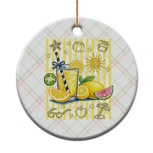 Striped Summer Lemonade Ceramic Ornament Preppy Brushstroke Aesthetic Graphic TS12 1pc Christmas Plaid Print Your Wear