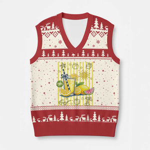 Striped Summer Lemonade V-Neck Knit Sweater Vest Preppy Brushstroke Aesthetic Graphic TS12 Beige Red Print Your Wear