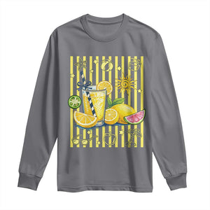 Striped Summer Lemonade Long Sleeve Shirt Preppy Brushstroke Aesthetic Graphic TS12 Charcoal Print Your Wear