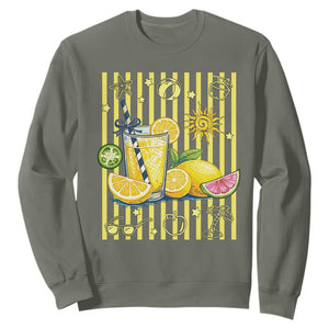 Striped Summer Lemonade Sweatshirt Preppy Brushstroke Aesthetic Graphic TS12 Military Green Print Your Wear