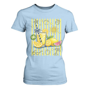 Striped Summer Lemonade T Shirt For Women Preppy Brushstroke Aesthetic Graphic TS12 Light Blue Print Your Wear