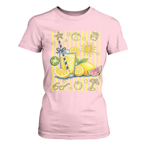 Striped Summer Lemonade T Shirt For Women Preppy Brushstroke Aesthetic Graphic TS12 Light Pink Print Your Wear