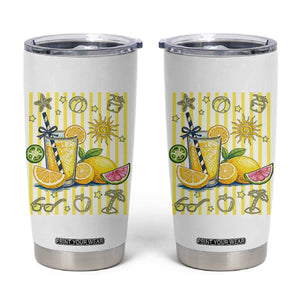 Striped Summer Lemonade Tumbler Cup Preppy Brushstroke Aesthetic Graphic TS12 White Print Your Wear