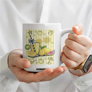 Striped Summer Lemonade Coffee Mug Preppy Brushstroke Aesthetic Graphic TS12 Print Your Wear