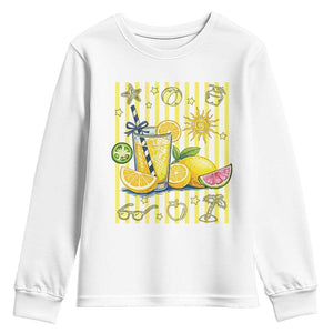 Striped Summer Lemonade Youth Sweatshirt Preppy Brushstroke Aesthetic Graphic TS12 White Print Your Wear