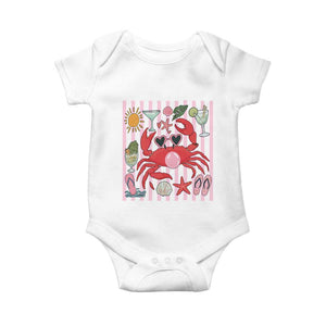 Funny Crab Tropical Summer Vacation Gift Baby Onesie Striped Summer Beach Vibes TS12 White Print Your Wear