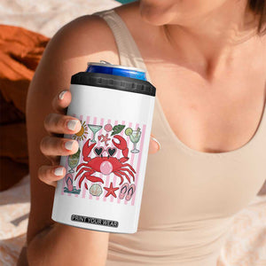 Funny Crab Tropical Summer Vacation Gift 4 in 1 Can Cooler Tumbler Striped Summer Beach Vibes TS12 Print Your Wear