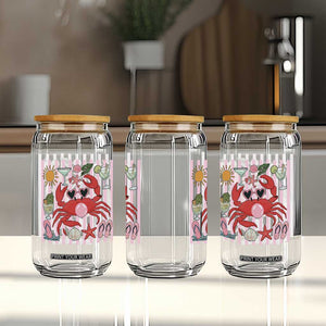 Funny Crab Tropical Summer Vacation Gift Glass Can Striped Summer Beach Vibes TS12 Print Your Wear