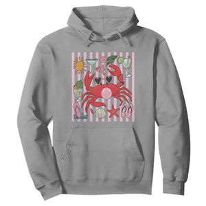 Funny Crab Tropical Summer Vacation Gift Hoodie Striped Summer Beach Vibes TS12 Sport Gray Print Your Wear
