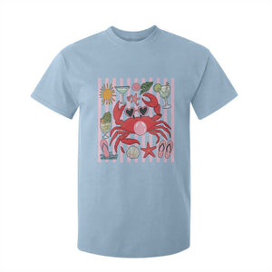 Funny Crab Tropical Summer Vacation Gift T Shirt For Kid Striped Summer Beach Vibes TS12 Light Blue Print Your Wear