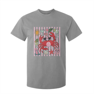 Funny Crab Tropical Summer Vacation Gift T Shirt For Kid Striped Summer Beach Vibes TS12 Sport Gray Print Your Wear