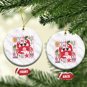 Funny Crab Tropical Summer Vacation Gift Ceramic Ornament Striped Summer Beach Vibes TS12 1pc White Marble Print Your Wear