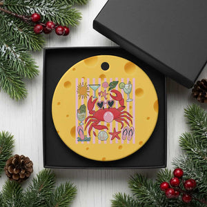 Funny Crab Tropical Summer Vacation Gift Ceramic Ornament Striped Summer Beach Vibes TS12 1pc Yellow Cheese Print Your Wear