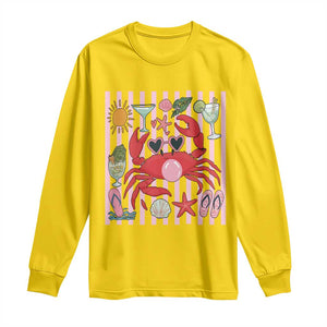 Funny Crab Tropical Summer Vacation Gift Long Sleeve Shirt Striped Summer Beach Vibes TS12 Daisy Print Your Wear