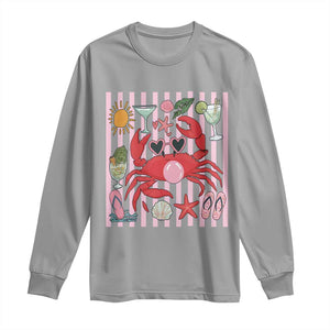 Funny Crab Tropical Summer Vacation Gift Long Sleeve Shirt Striped Summer Beach Vibes TS12 Sport Gray Print Your Wear