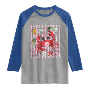 Funny Crab Tropical Summer Vacation Gift Raglan Shirt Striped Summer Beach Vibes TS12 Sport Gray Royal Print Your Wear
