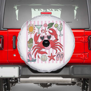 Funny Crab Tropical Summer Vacation Gift Spare Tire Cover Striped Summer Beach Vibes TS12 White Print Your Wear