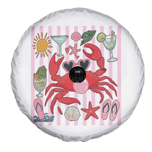 Funny Crab Tropical Summer Vacation Gift Spare Tire Cover Striped Summer Beach Vibes TS12 Print Your Wear