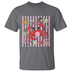 Funny Crab Tropical Summer Vacation Gift T Shirt Striped Summer Beach Vibes TS12 Charcoal Print Your Wear