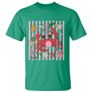 Funny Crab Tropical Summer Vacation Gift T Shirt Striped Summer Beach Vibes TS12 Irish Green Print Your Wear