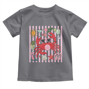 Funny Crab Tropical Summer Vacation Gift Toddler T Shirt Striped Summer Beach Vibes TS12 Charcoal Print Your Wear